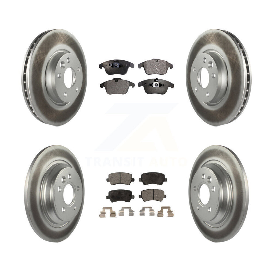 Front Rear Coated Disc Brake Rotors And Semi-Metallic Pads Kit For 2013-2014 Volvo S60 With 300mm Diameter Rotor KGF-101056
