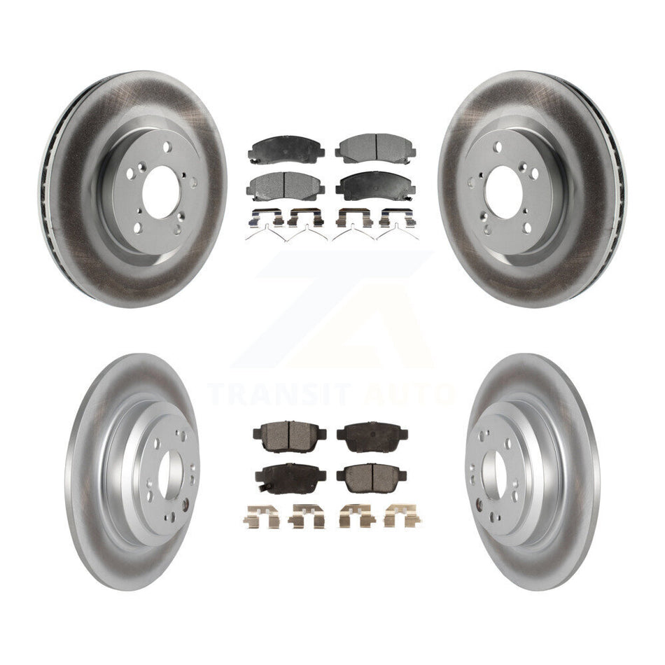 Front Rear Coated Disc Brake Rotors And Semi-Metallic Pads Kit For 2009-2014 Acura TL KGF-101061