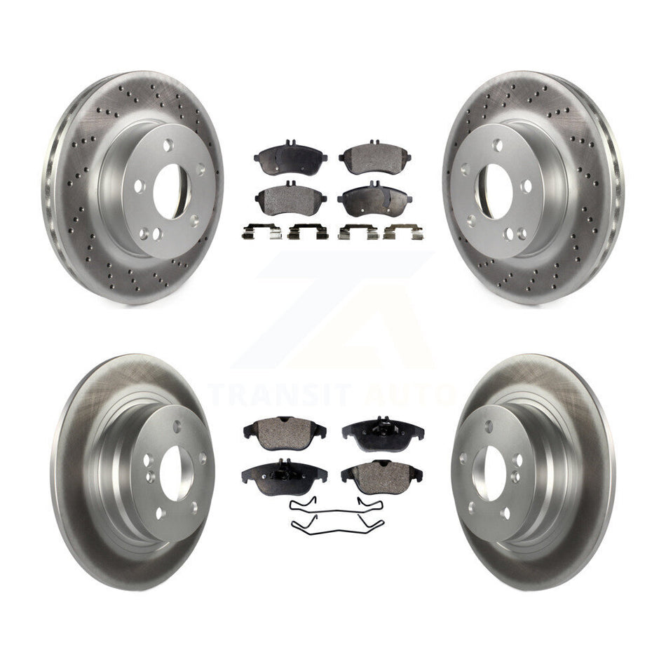 Front Rear Coated Disc Brake Rotors And Semi-Metallic Pads Kit For Mercedes-Benz C300 C250 C230 KGF-101075