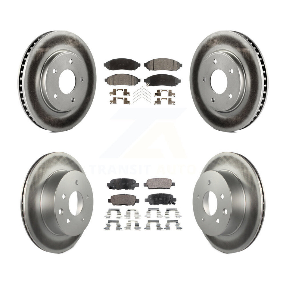 Front Rear Coated Disc Brake Rotors And Semi-Metallic Pads Kit For Nissan LEAF KGF-101087
