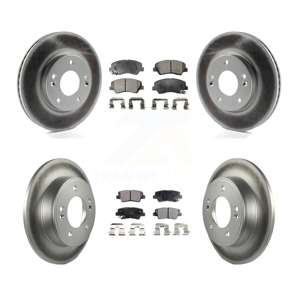 Front Rear Coated Disc Brake Rotors And Semi-Metallic Pads Kit For Hyundai Elantra Kia Forte Veloster GT Forte5 Coupe Koup KGF-101089