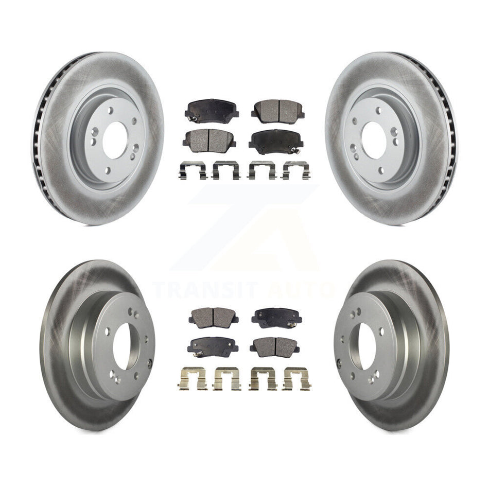 Front Rear Coated Disc Brake Rotors And Semi-Metallic Pads Kit For Hyundai Azera KGF-101099