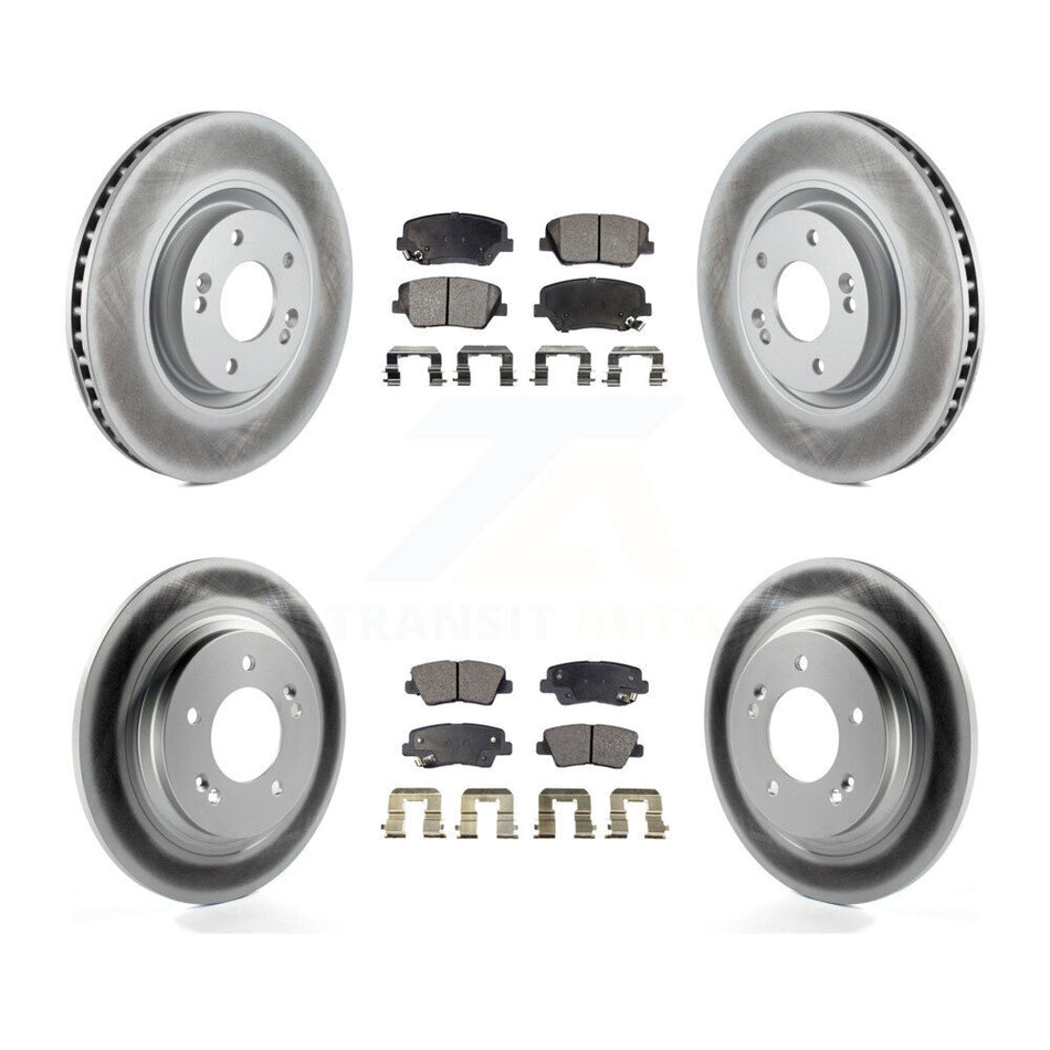 Front Rear Coated Disc Brake Rotors And Semi-Metallic Pads Kit For 2016-2017 Hyundai Azera Limited KGF-101100