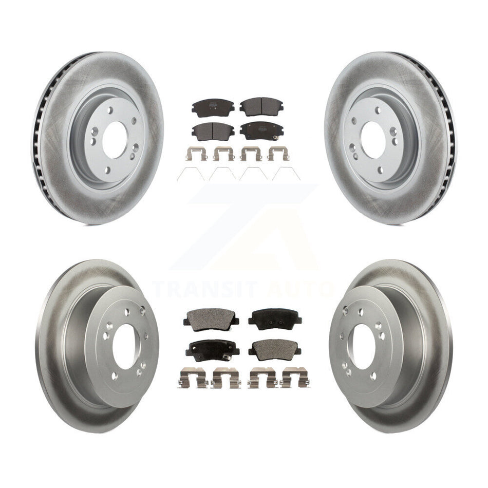Front Rear Coated Disc Brake Rotors And Semi-Metallic Pads Kit For 2017-2021 Kia Sportage Turbocharged With Manual Parking KGF-101101