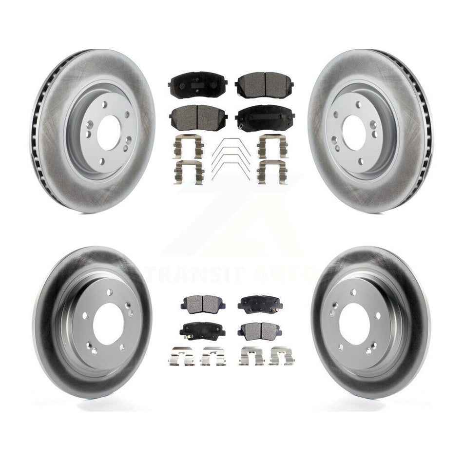 Front Rear Coated Disc Brake Rotors And Semi-Metallic Pads Kit For 2016 Hyundai Sonata GAS engine With Power Operated Parking KGF-101102