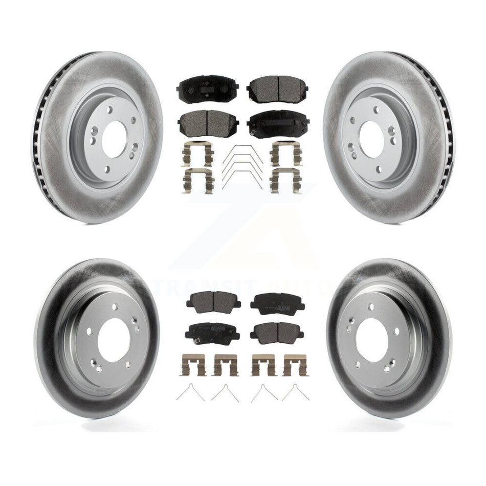Front Rear Coated Disc Brake Rotors And Semi-Metallic Pads Kit For Kia Optima With Electric Parking KGF-101103