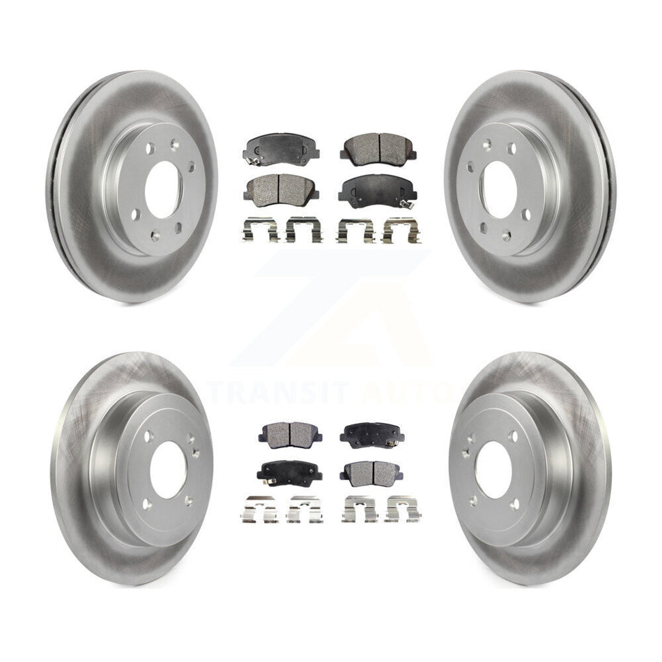 Front Rear Coated Disc Brake Rotors And Semi-Metallic Pads Kit For Hyundai Accent Kia Rio KGF-101117