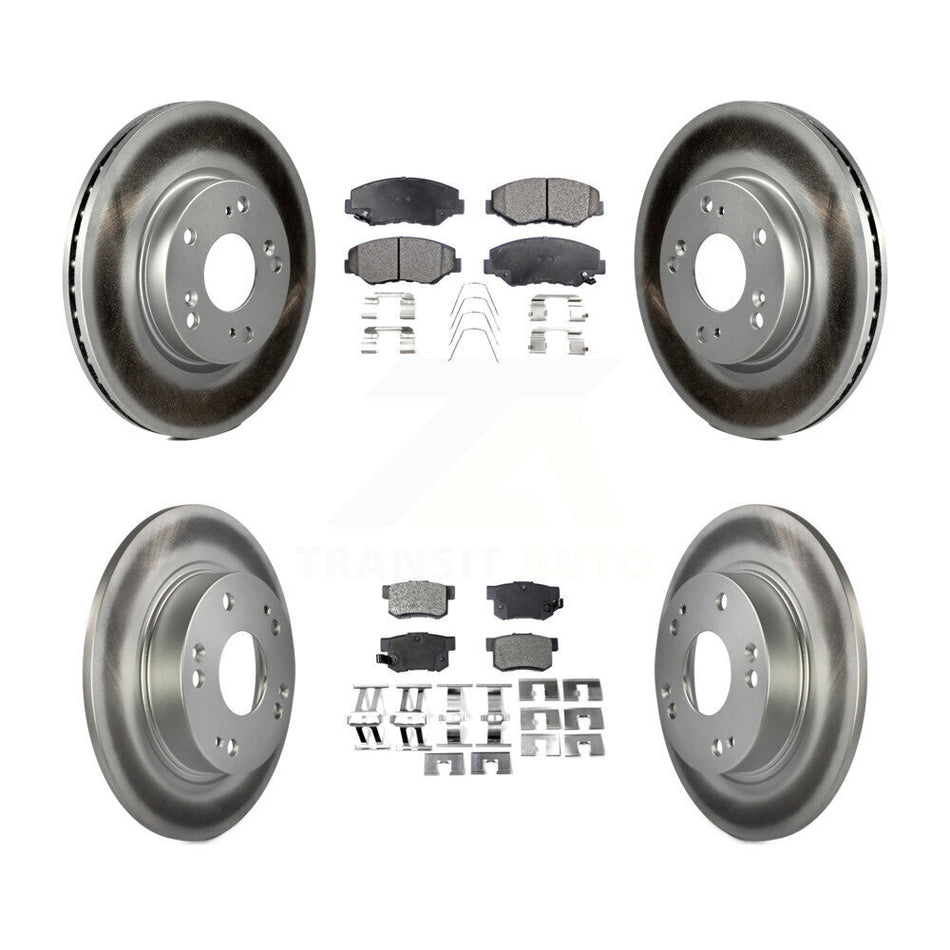 Front Rear Coated Disc Brake Rotors And Semi-Metallic Pads Kit For 2013 Acura ILX 2.0L KGF-101119