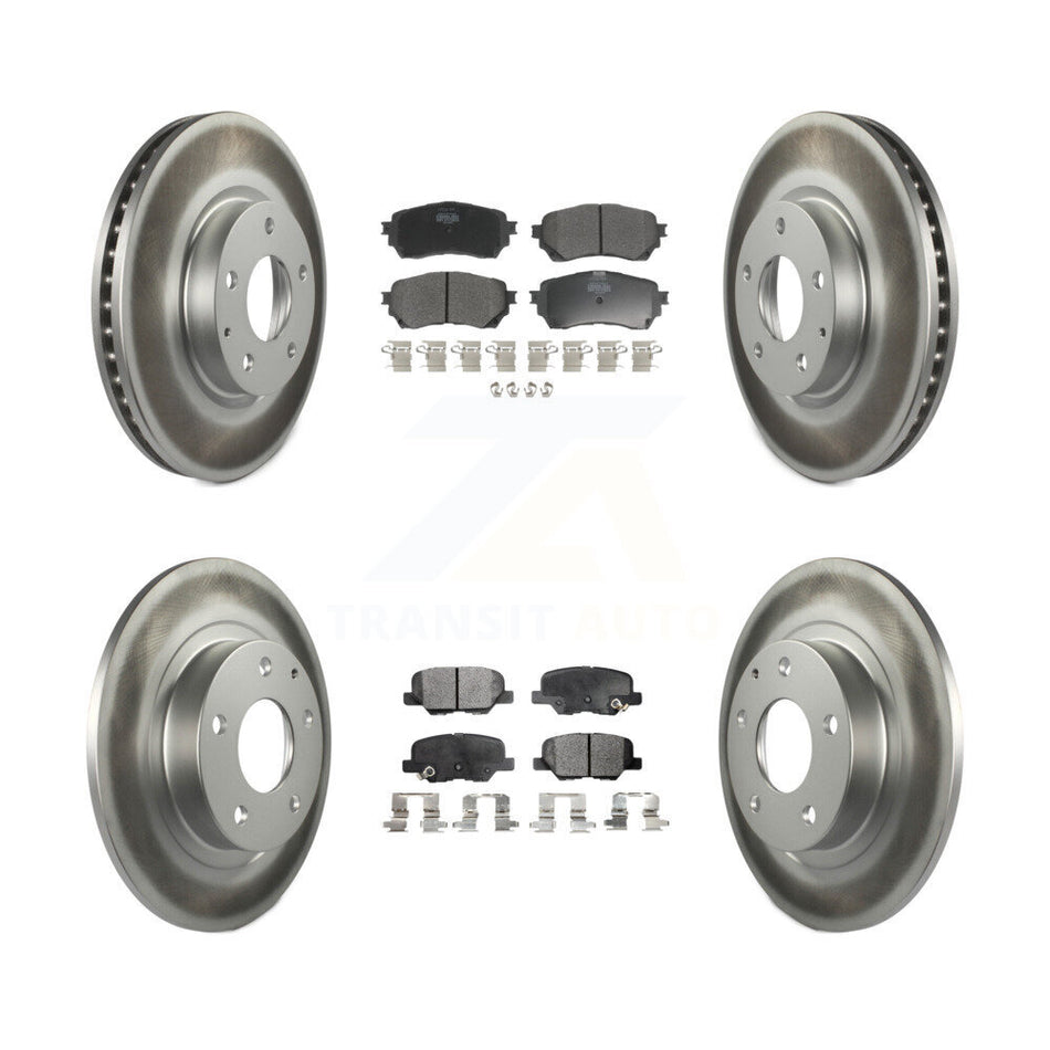 Front Rear Coated Disc Brake Rotors And Semi-Metallic Pads Kit For Mazda 6 KGF-101124