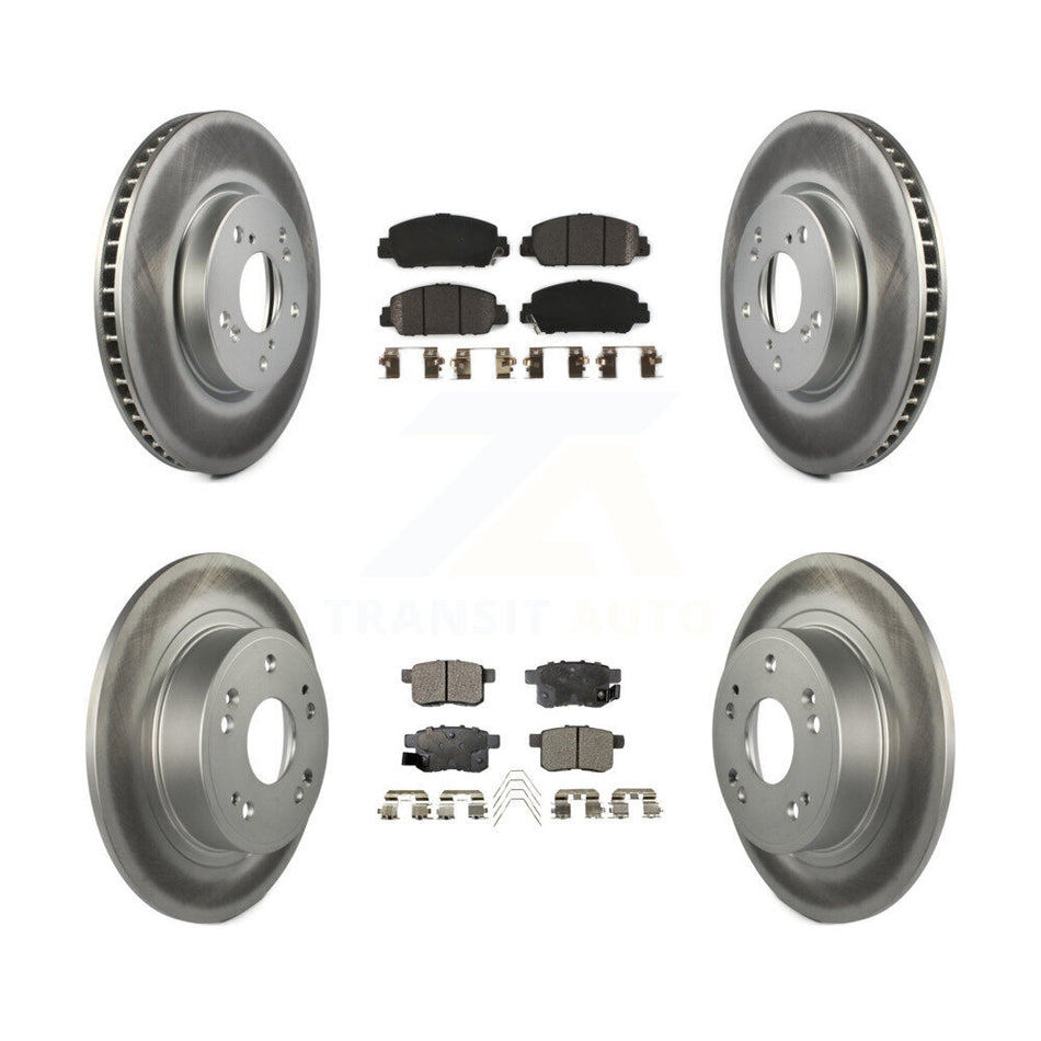 Front Rear Coated Disc Brake Rotors And Semi-Metallic Pads Kit For Honda Accord KGF-101127