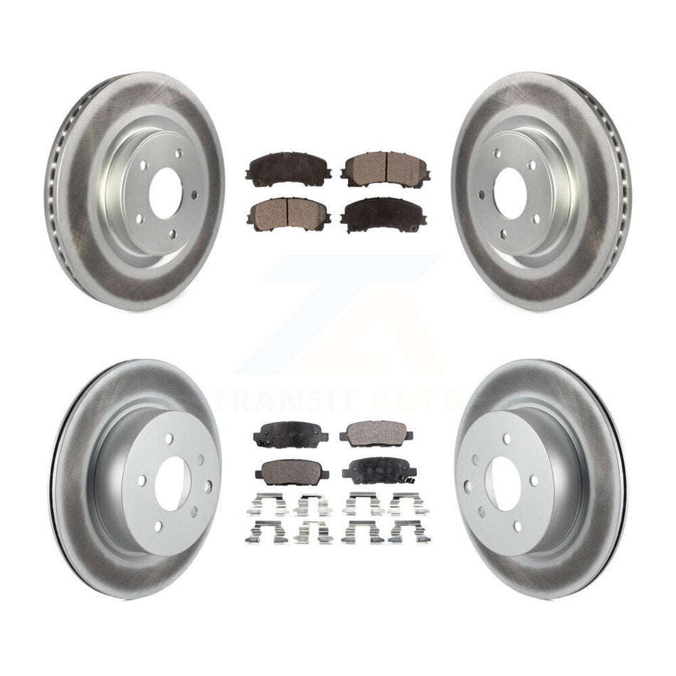 Front Rear Coated Disc Brake Rotors And Semi-Metallic Pads Kit For 2016-2017 INFINITI QX50 KGF-101136