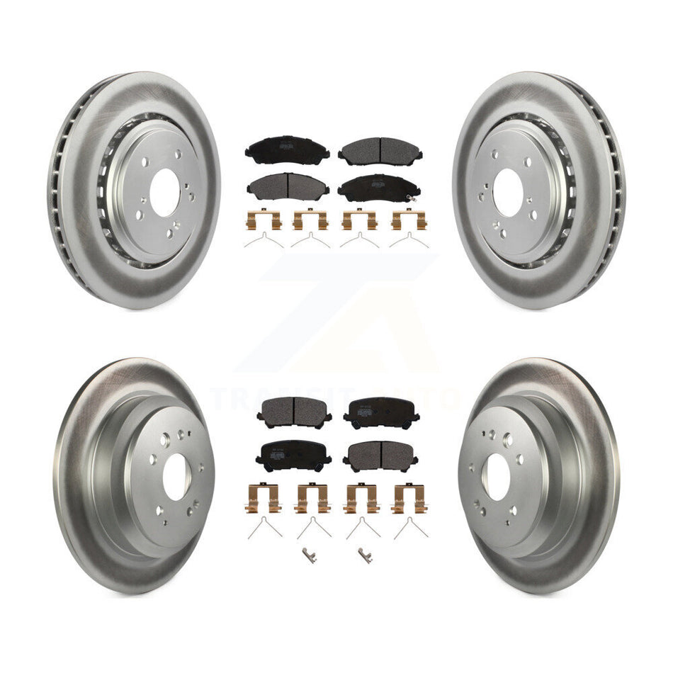 Front Rear Coated Disc Brake Rotors And Semi-Metallic Pads Kit For 2014-2016 Acura MDX KGF-101138