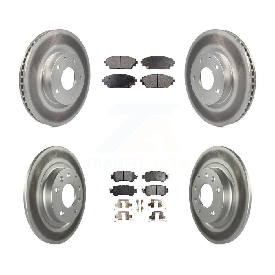Front Rear Coated Disc Brake Rotors And Semi-Metallic Pads Kit For 2016-2018 Mazda CX-3 AWD KGF-101144