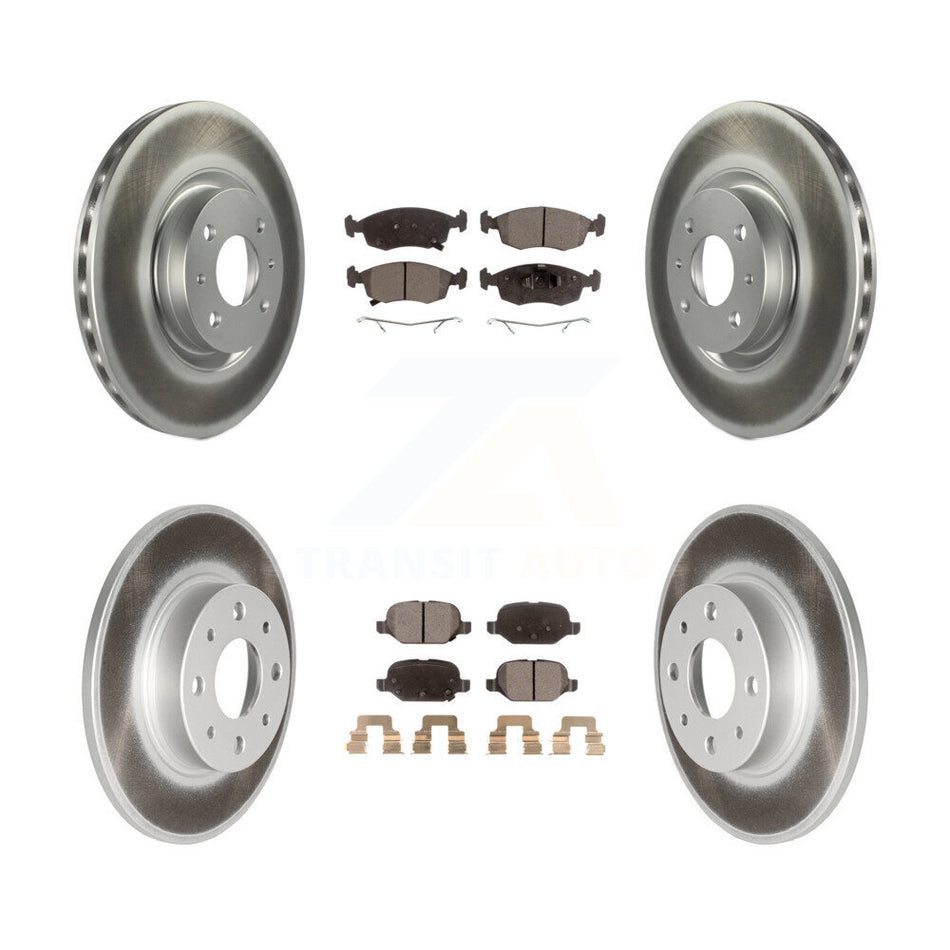 Front Rear Coated Disc Brake Rotors And Semi-Metallic Pads Kit For Fiat 500 KGF-101150