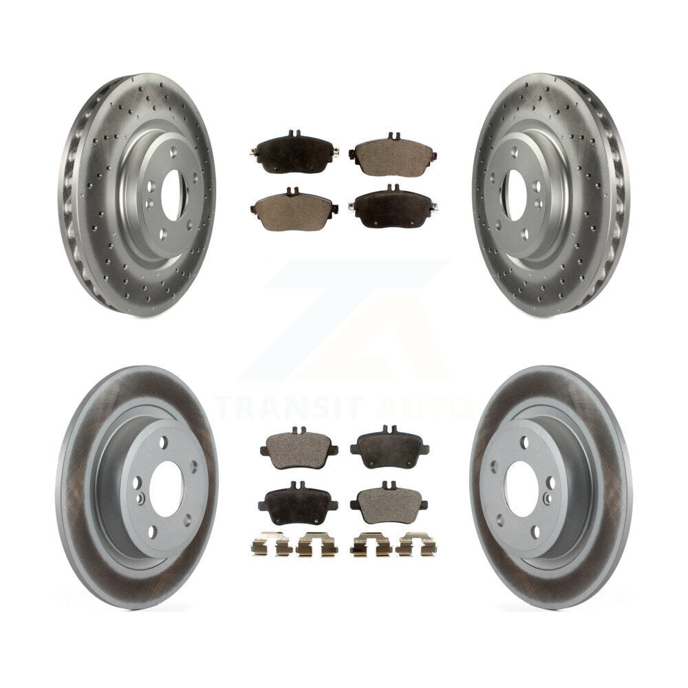 Front Rear Coated Disc Brake Rotors & Semi-Metallic Pad Kit For Mercedes-Benz B250 CLA250 KGF-101155