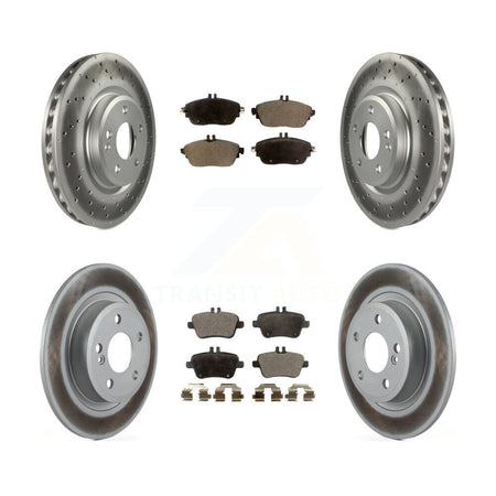 Front Rear Coated Disc Brake Rotors & Semi-Metallic Pad Kit For Mercedes-Benz B250 CLA250 KGF-101155