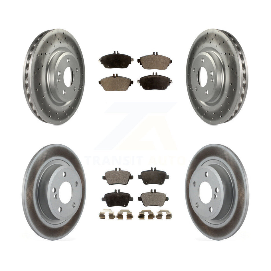 Front Rear Coated Disc Brake Rotors & Semi-Metallic Pad Kit For Mercedes-Benz B250 CLA250 KGF-101155