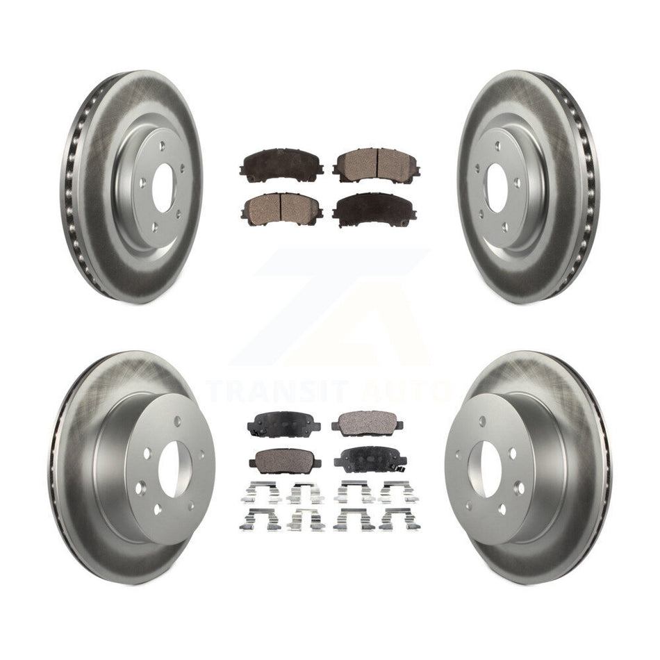 Front Rear Coated Disc Brake Rotors And Semi-Metallic Pads Kit For Nissan Rogue KGF-101156