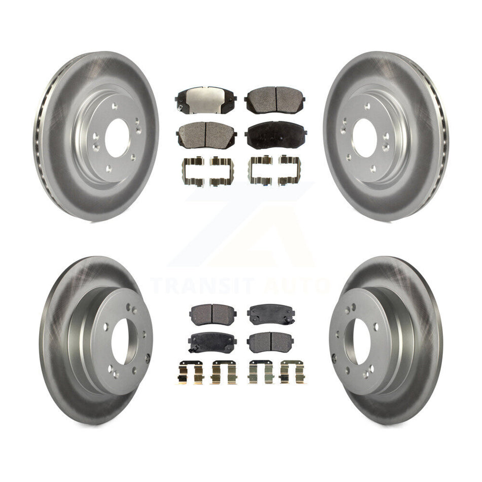 Front Rear Coated Disc Brake Rotors And Semi-Metallic Pads Kit For 2015 Hyundai Sonata GAS engine With Manual Parking KGF-101161