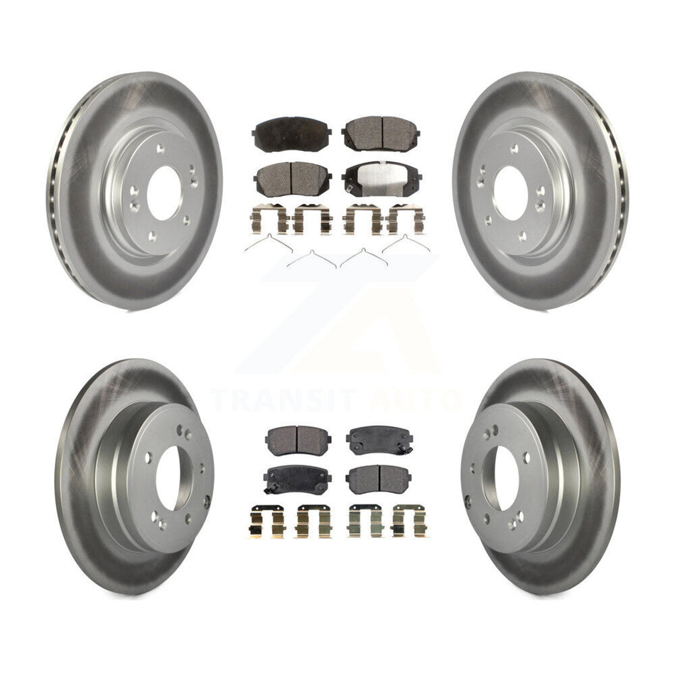 Front Rear Coated Disc Brake Rotors And Semi-Metallic Pads Kit For 2015-2016 Hyundai Sonata GAS engine With Manual Parking KGF-101162
