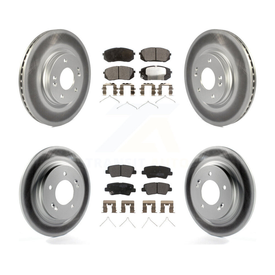Front Rear Coated Disc Brake Rotors And Semi-Metallic Pads Kit For Kia Optima With Electric Parking KGF-101163