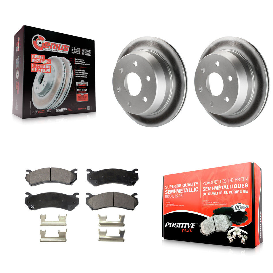 Rear Coated Disc Brake Rotors And Semi-Metallic Pads Kit For 2003-2003 Chevrolet Silverado 2500 HD Suburban GMC Sierra KGF-101190