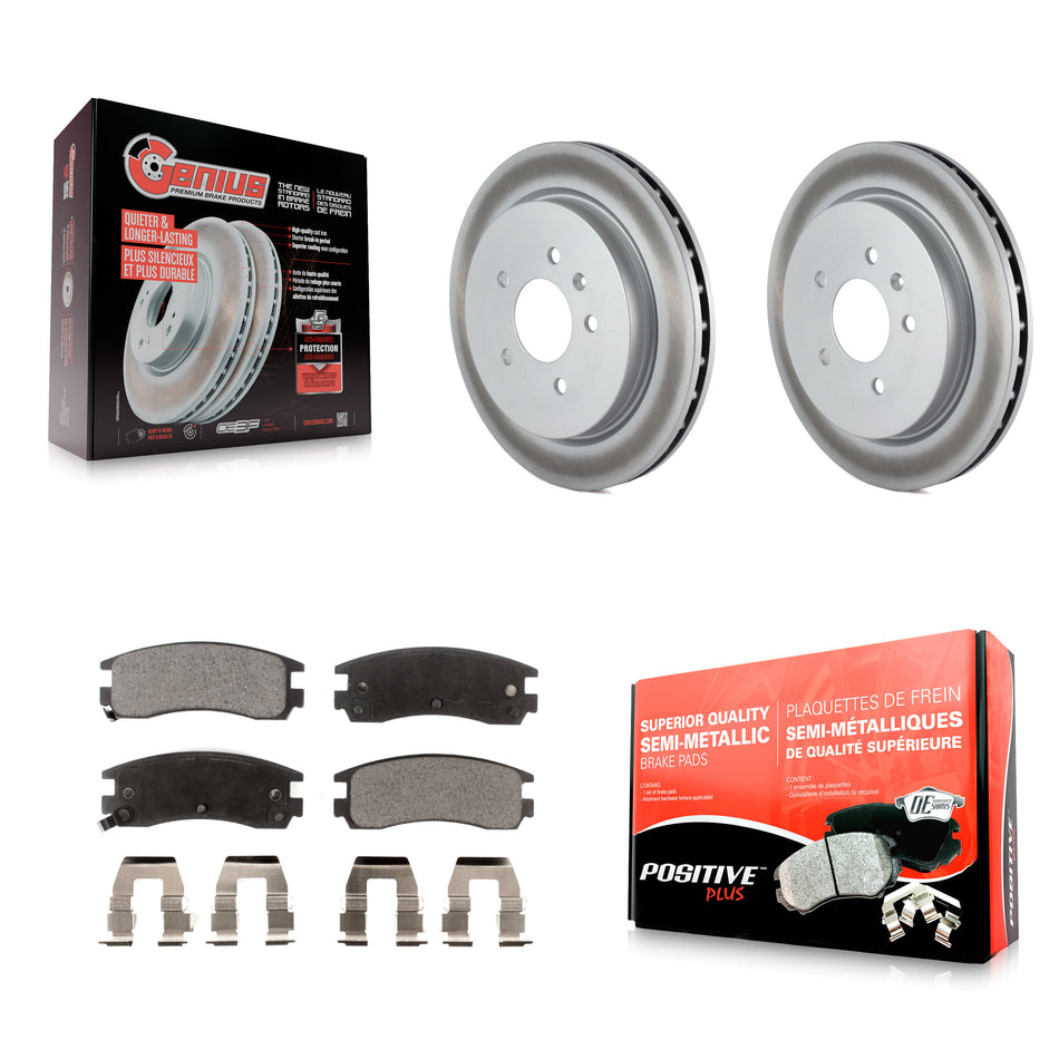 Rear Coated Disc Brake Rotors And Semi-Metallic Pads Kit For 2003-2004 Cadillac Seville With Vented Rotor KGF-101209