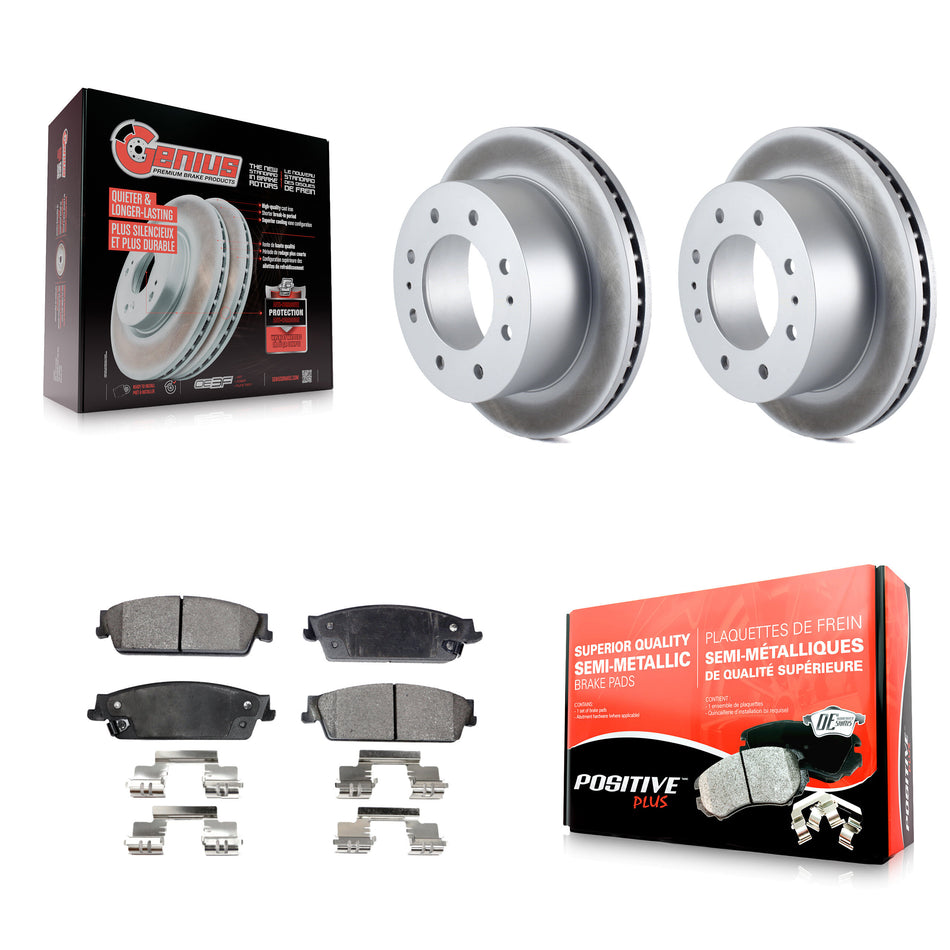 Rear Coated Disc Brake Rotors And Semi-Metallic Pads Kit For 2011 Chevrolet Silverado 1500 Hybrid KGF-101240