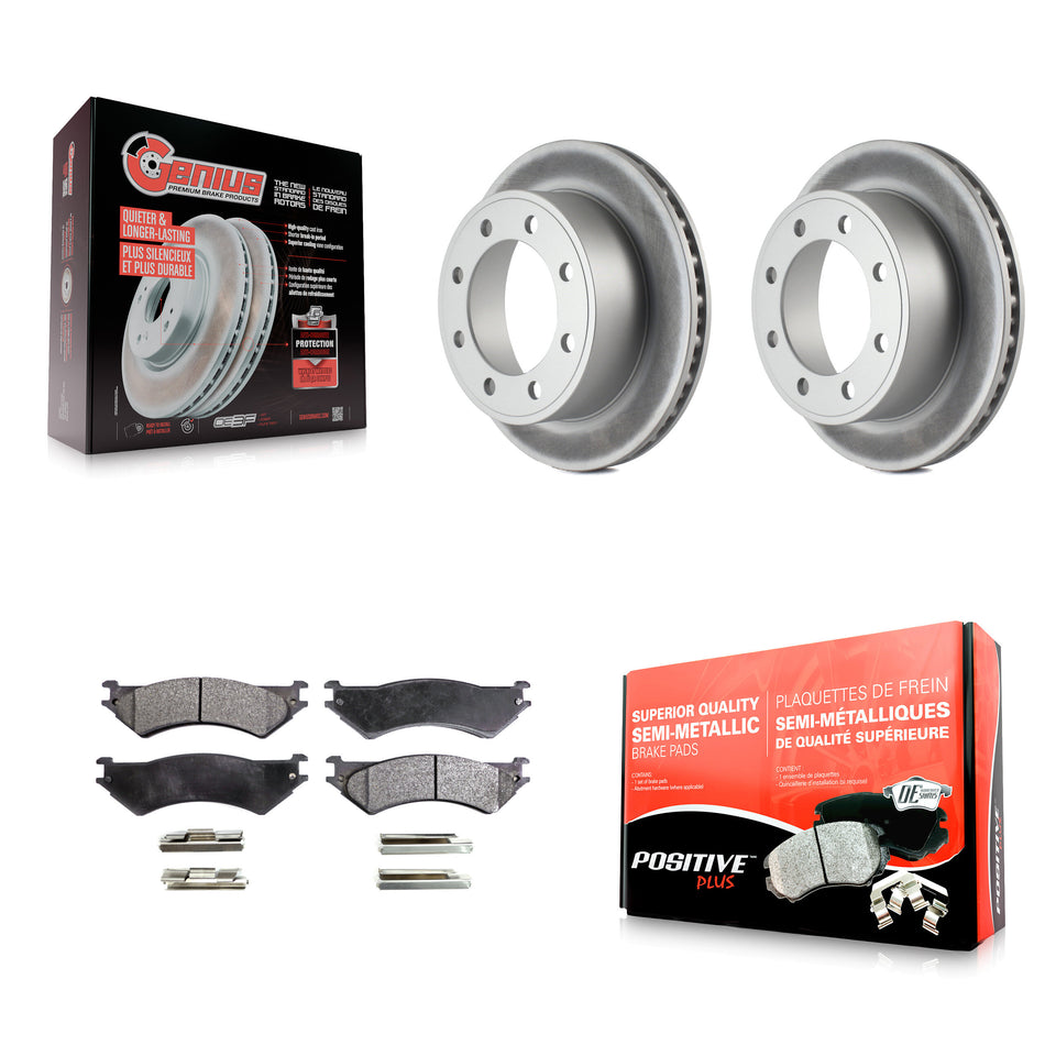 Rear Coated Disc Brake Rotors And Semi-Metallic Pads Kit For Ford E-350 Super Duty E-250 Econoline Club Wagon E-150 KGF-101253