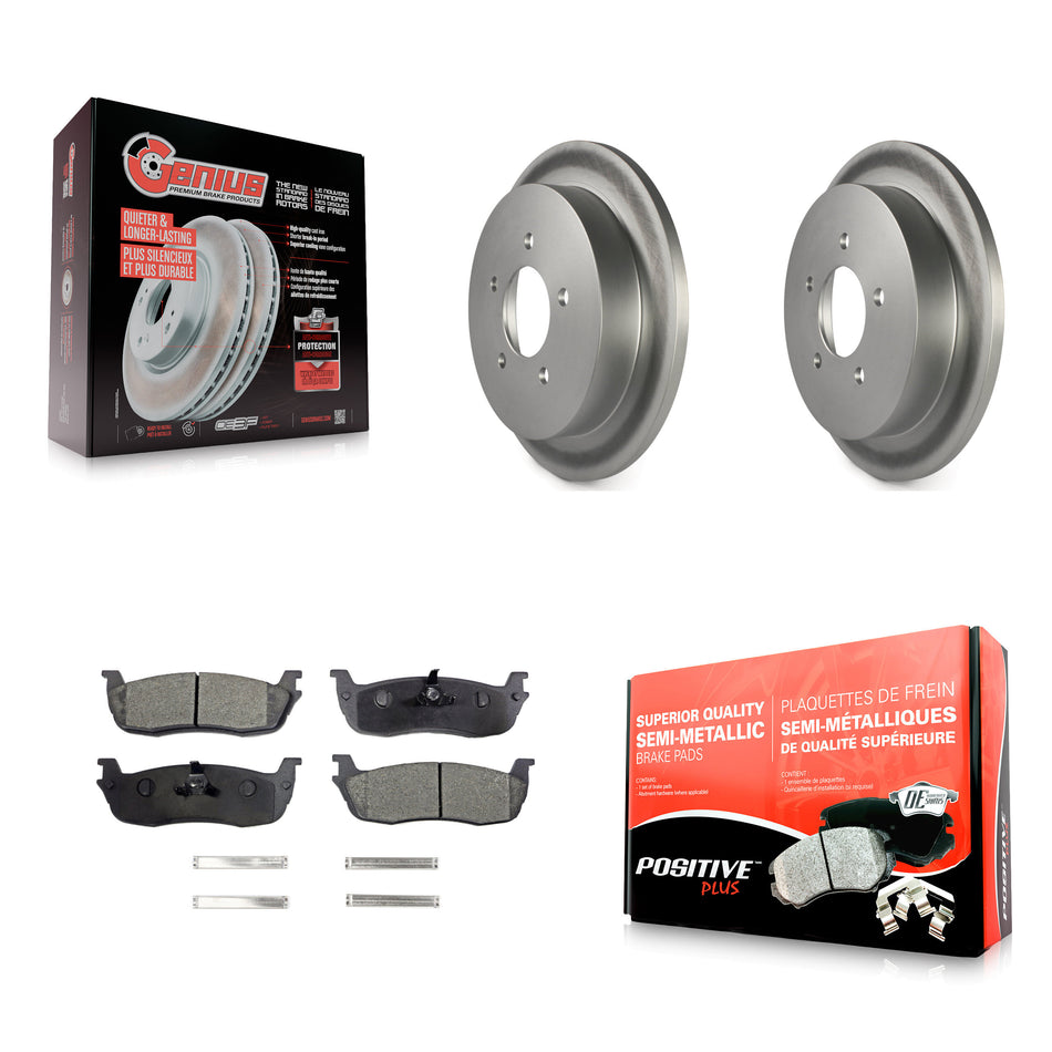 Rear Coated Disc Brake Rotors And Semi-Metallic Pads Kit For Ford F-150 Expedition Lincoln Navigator Heritage Blackwood KGF-101256