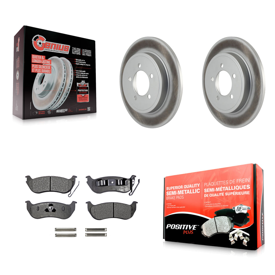 Rear Coated Disc Brake Rotors And Semi-Metallic Pads Kit For Ford Explorer Sport Trac Mercury Mountaineer KGF-101258