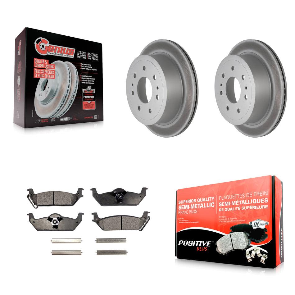Rear Coated Disc Brake Rotors And Semi-Metallic Pads Kit For Ford F-150 Lincoln Mark LT KGF-101262