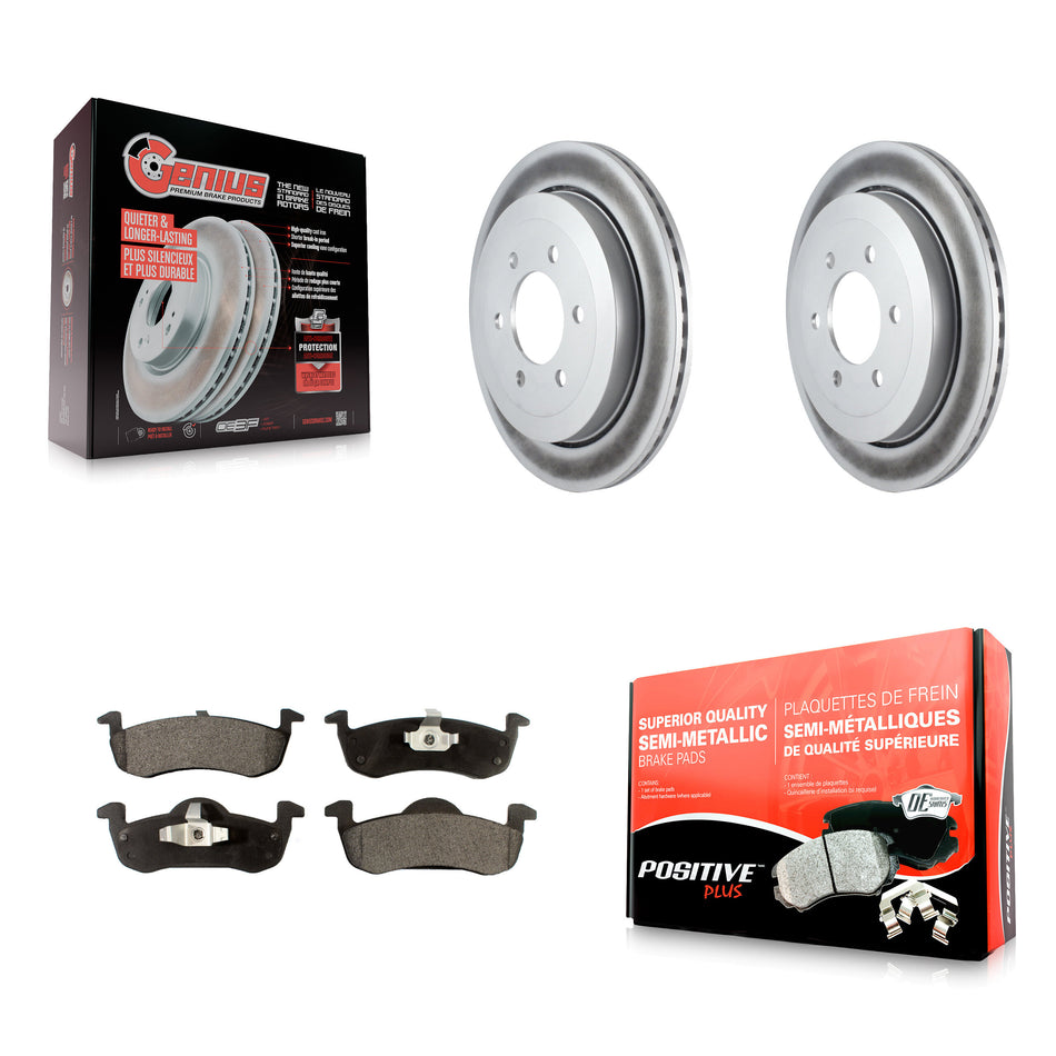Rear Coated Disc Brake Rotors And Semi-Metallic Pads Kit For 2007-2017 Ford Expedition Lincoln Navigator KGF-101275
