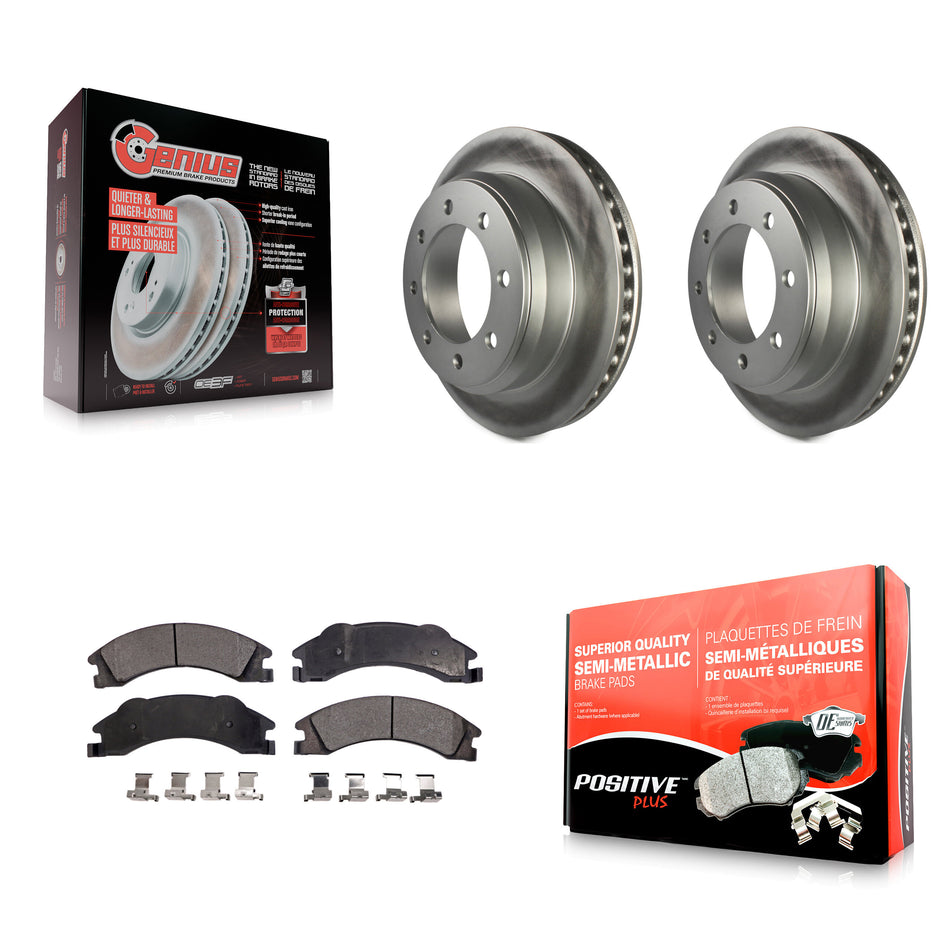 Rear Coated Disc Brake Rotors And Semi-Metallic Pads Kit For Ford E-350 Super Duty E-250 E-150 Econoline KGF-101277
