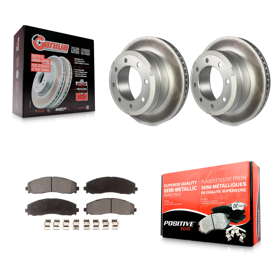 Rear Coated Disc Brake Rotors And Semi-Metallic Pads Kit For Ford F-250 Super Duty F-350 KGF-101291