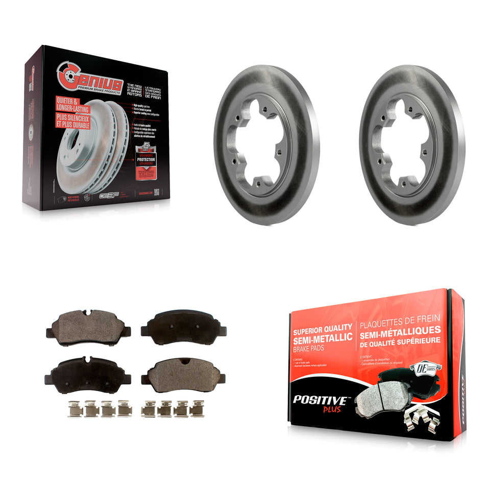 Rear Coated Disc Brake Rotors And Semi-Metallic Pads Kit For Ford Transit-250 Transit-350 Transit-150 HD With 5 Lug Wheels KGF-101294
