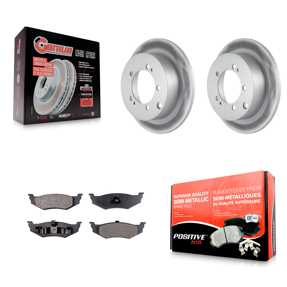 Rear Coated Disc Brake Rotors And Semi-Metallic Pads Kit For 2000 Dodge Stratus With 14" Factory Wheels KGF-101299
