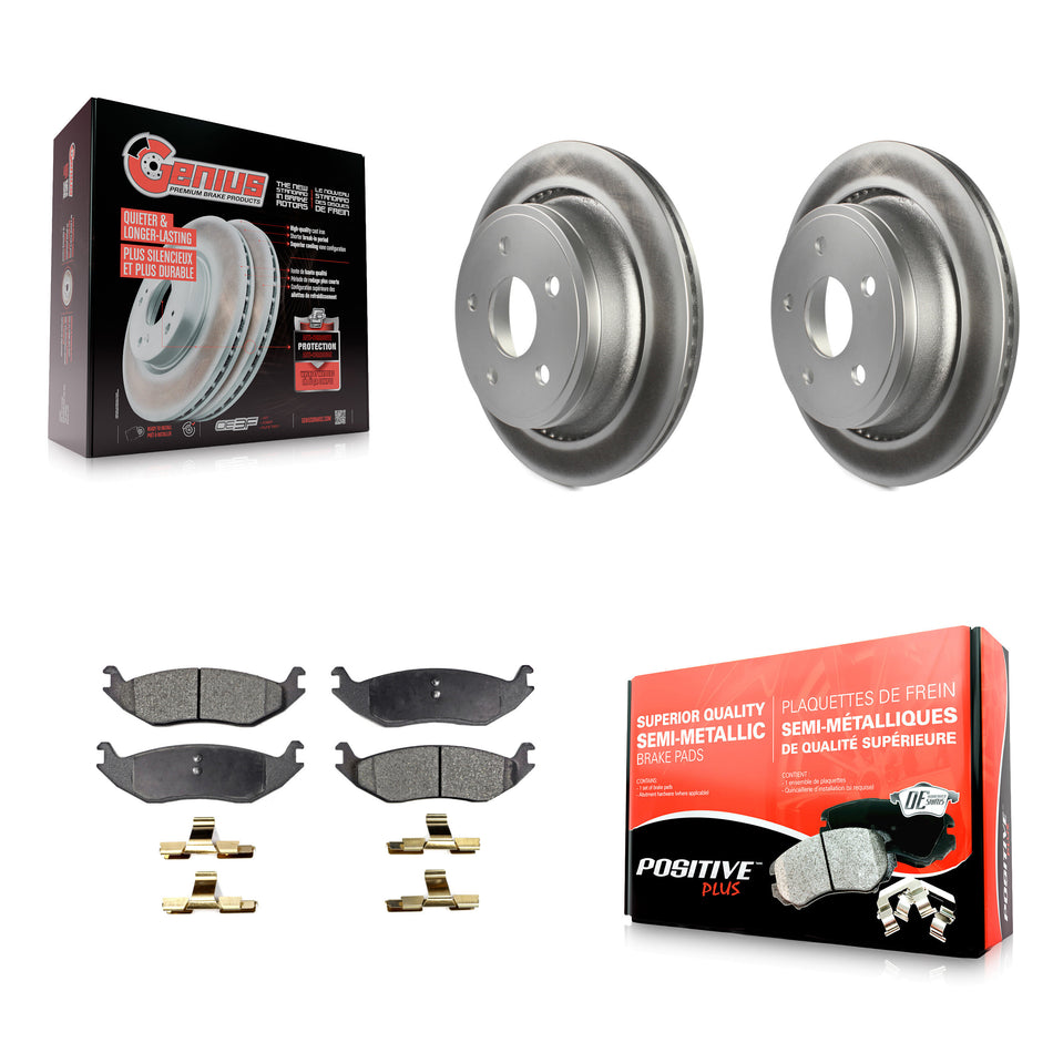 Rear Coated Disc Brake Rotors And Semi-Metallic Pads Kit For Ram 1500 Dodge Durango Classic Chrysler Aspen KGF-101303