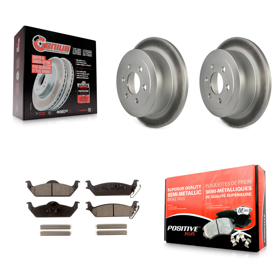 Rear Coated Disc Brake Rotors And Semi-Metallic Pads Kit For 2003-2004 Dodge Dakota KGF-101306