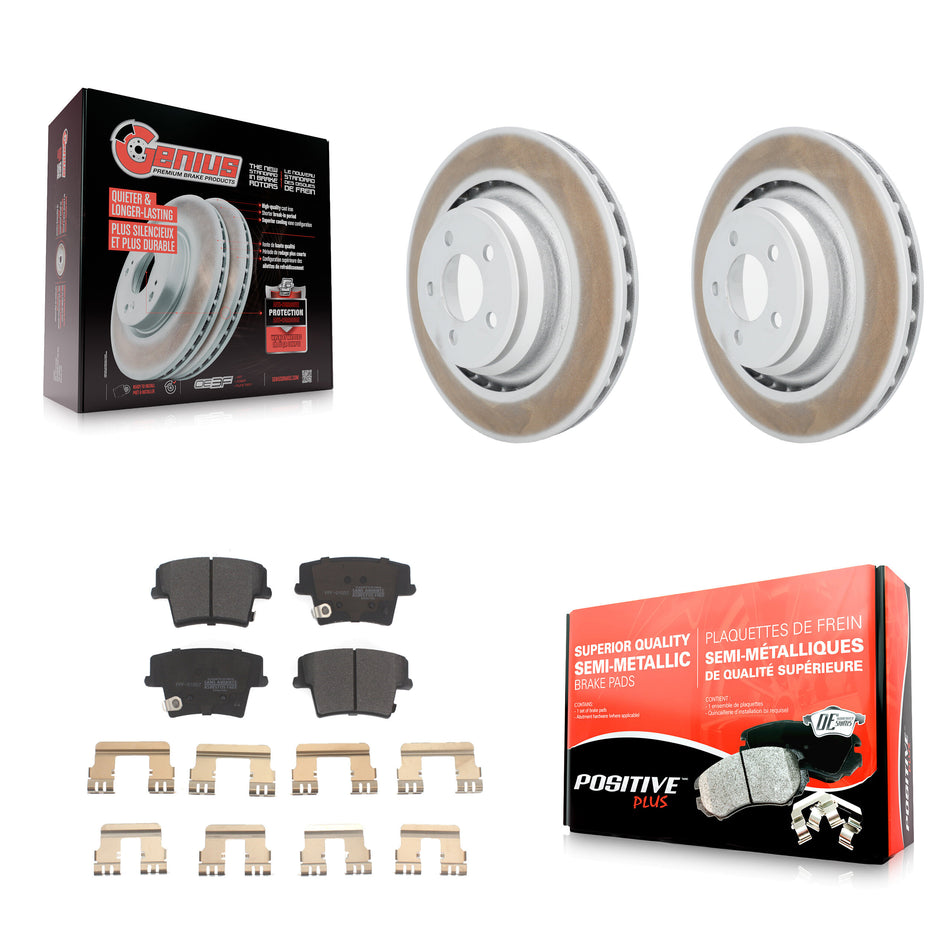 Rear Coated Disc Brake Rotors And Semi-Metallic Pads Kit For 2015 Dodge Charger R T Scat Pack with 6.4L KGF-101312