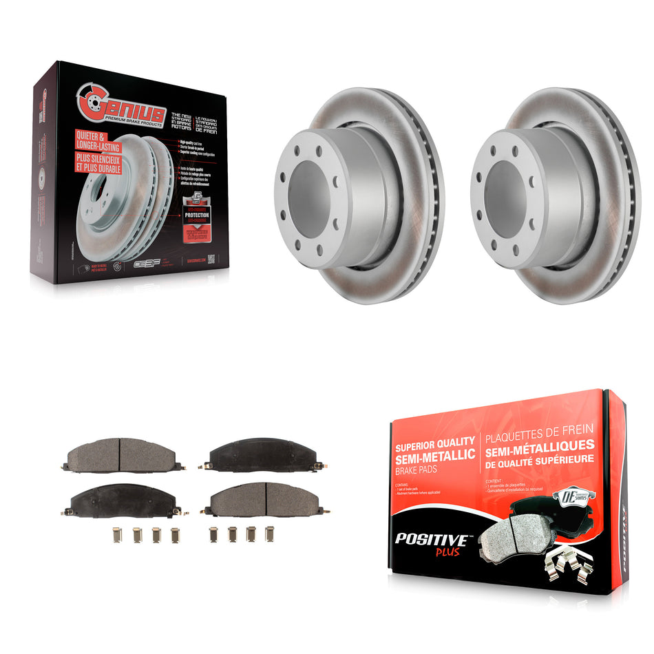 Rear Coated Disc Brake Rotors And Semi-Metallic Pads Kit For Ram 2500 3500 1500 Dodge KGF-101328