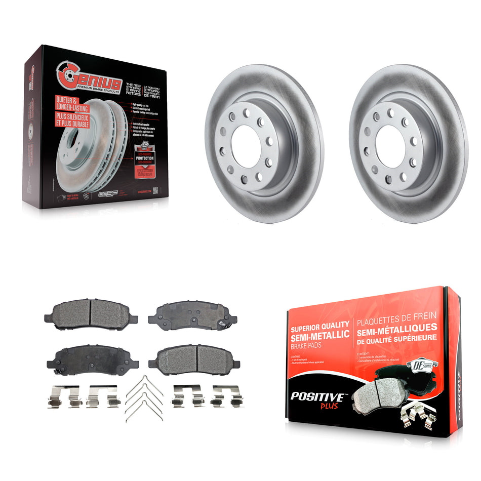 Rear Coated Disc Brake Rotors And Semi-Metallic Pads Kit For 2013-2016 Dodge Dart KGF-101332