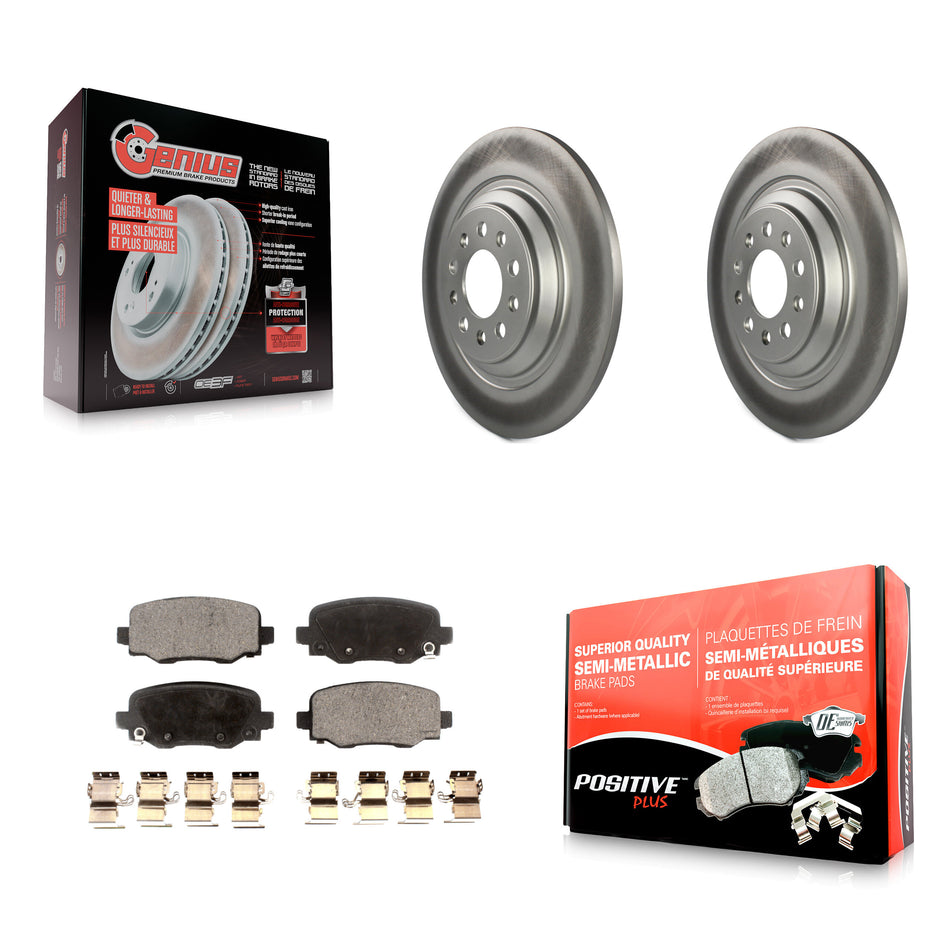 Rear Coated Disc Brake Rotors And Semi-Metallic Pads Kit For 2014-2021 Jeep Cherokee With Dual Piston Front Caliper KGF-101334