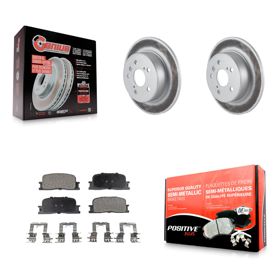 Rear Coated Disc Brake Rotors And Semi-Metallic Pads Kit For 2001-2003 Toyota Highlander AWD KGF-101359