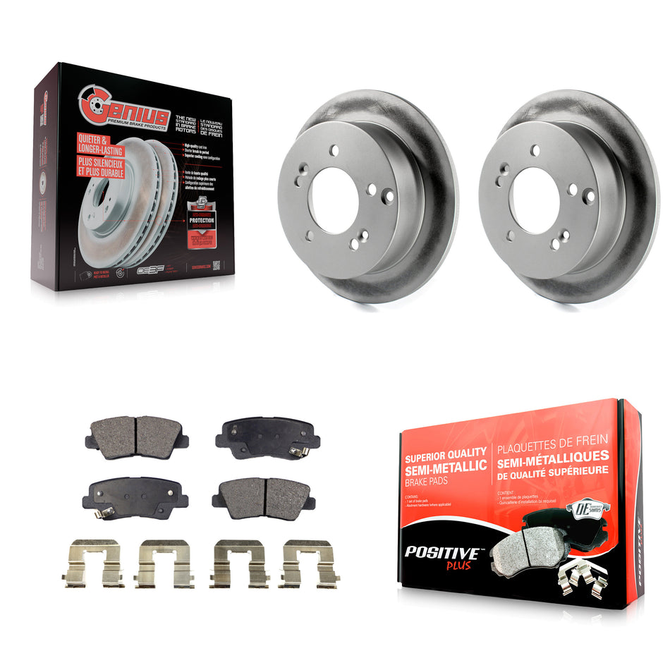 Rear Coated Disc Brake Rotors And Semi-Metallic Pads Kit For Hyundai Sonata 2.4L KGF-101374