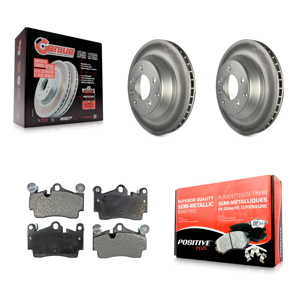 Rear Coated Disc Brake Rotors And Semi-Metallic Pads Kit For Audi Q7 Porsche Cayenne Volkswagen Touareg KGF-101395