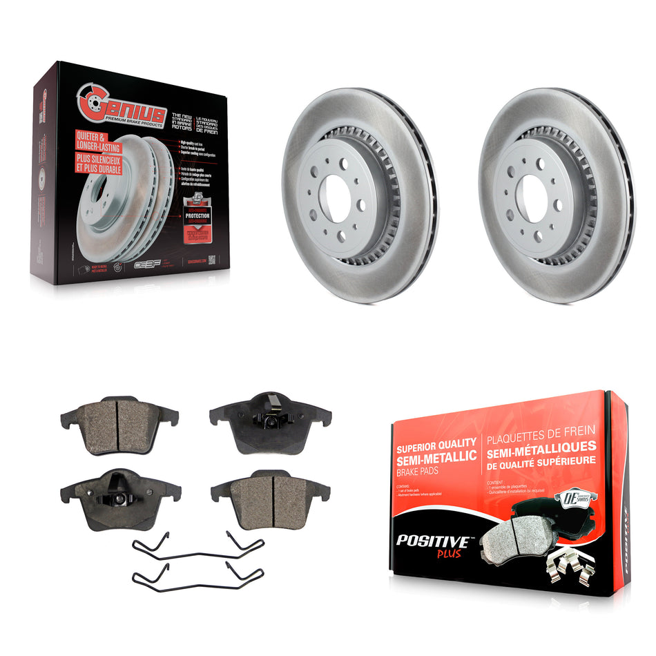 Rear Coated Disc Brake Rotors And Semi-Metallic Pads Kit For 2003-2014 Volvo XC90 KGF-101398