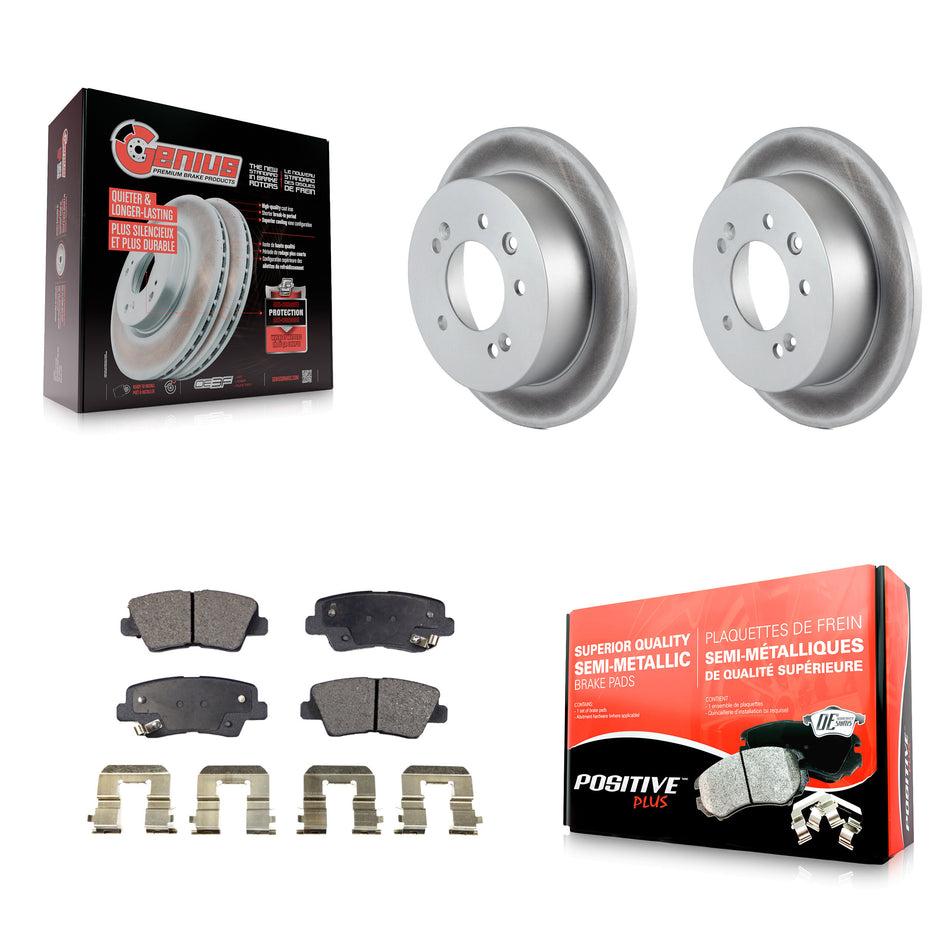Rear Coated Disc Brake Rotors And Semi-Metallic Pads Kit For 2010 Hyundai Elantra Sedan From 03 23 10 KGF-101453