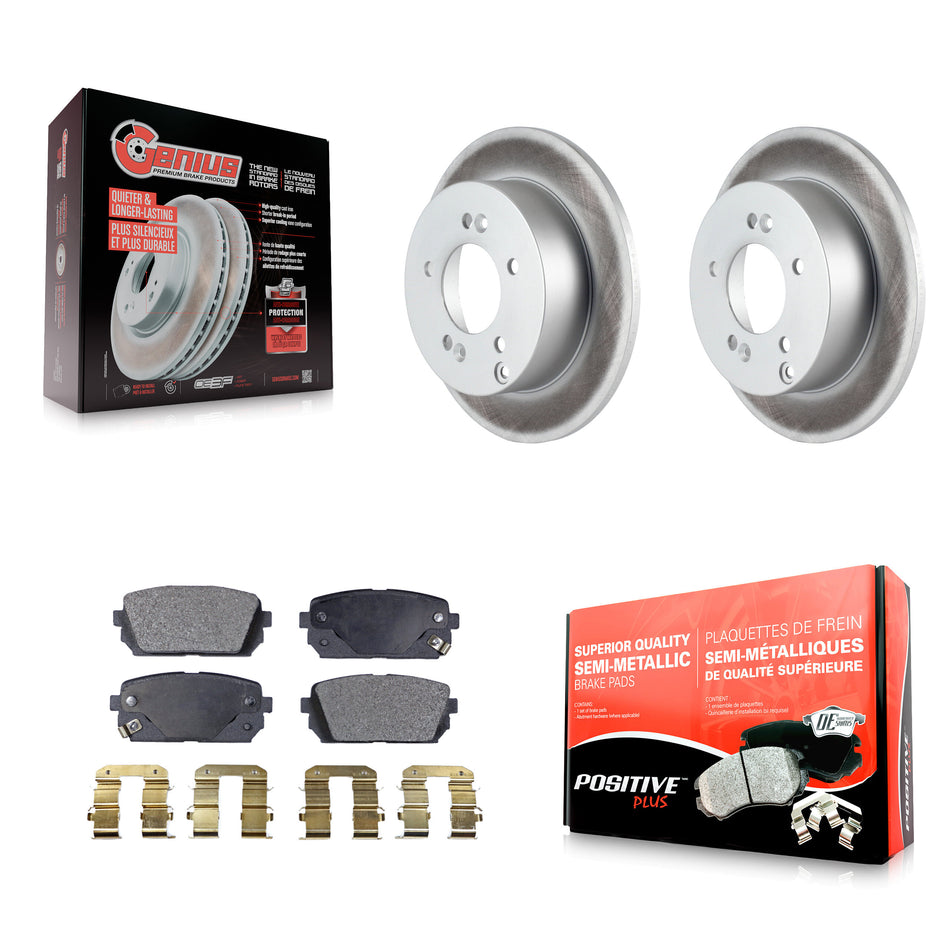 Rear Coated Disc Brake Rotors And Semi-Metallic Pads Kit For 2007-2012 Kia Rondo KGF-101469
