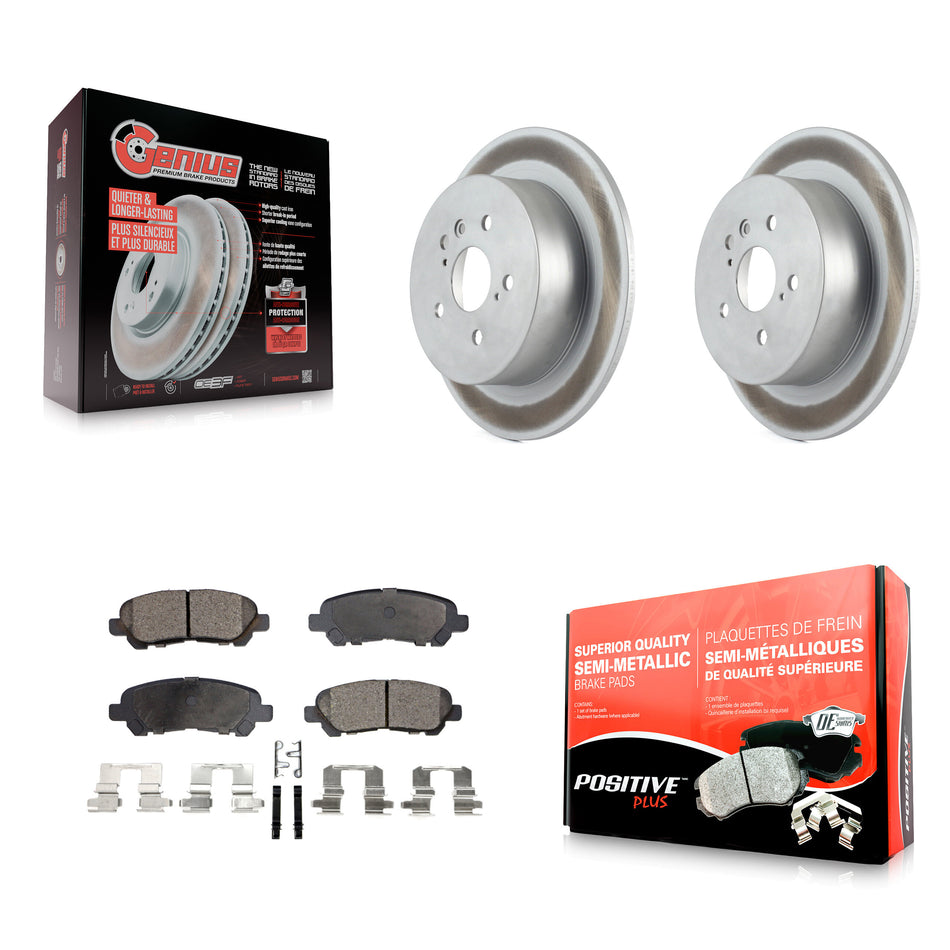 Rear Coated Disc Brake Rotors And Semi-Metallic Pads Kit For 2008-2013 Toyota Highlander KGF-101476